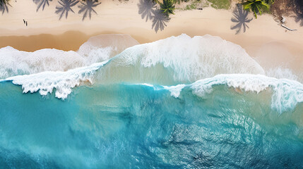 A vibrant aerial view of a tropical beach., Generative Ai