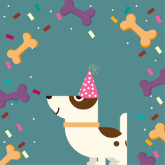 Dog Party Hat with  invitation banner and element asset for design poster, invitation card, flyer 