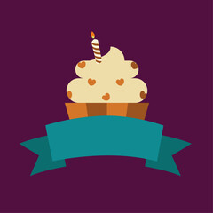 Cup Cake Candle with Banner Ribbon 