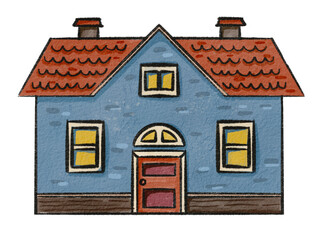 Hand-Drawn Cute Houses with texture