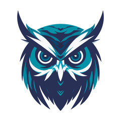 Modern abstract vector illustration of owl with blue undertone.