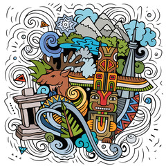 Canada cartoon doodle illustration. Funny Canadian design.