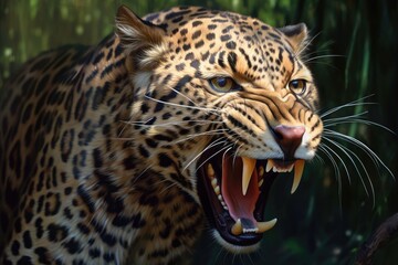 Fototapeta na wymiar A ferocious leopard symbol of the Greece empire Daniel Biblical prophecies Generative AI Illustration