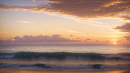 Fototapeta na wymiar Sunset over the ocean in the morning. 