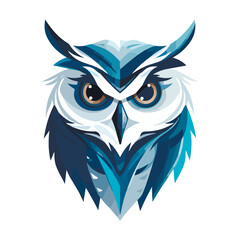 Obraz premium Modern abstract vector illustration of owl with blue undertone.