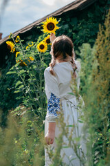 Girl-Ukraine,
Ukrainian woman in a field with a parasol
