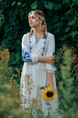 Girl-Ukraine,
Ukrainian woman in a field with a parasol