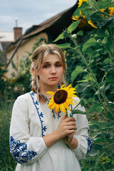 Girl-Ukraine,
Ukrainian woman in a field with a parasol