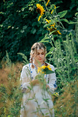 Girl-Ukraine,
Ukrainian woman in a field with a parasol
