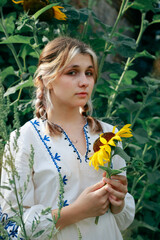 Girl-Ukraine,
Ukrainian woman in a field with a parasol