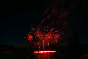 Fireworks above the water surface