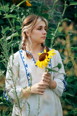 Girl-Ukraine,
Ukrainian woman in a field with a parasol