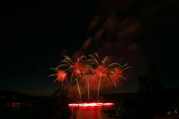 Fireworks above the water surface