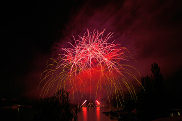 Fireworks above the water surface