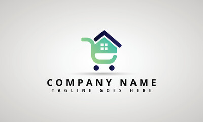 Real Estate Logo And Business Card Template. Outline Style House Sign With Overlapping Shadow Effects. Vector Illustration For Print Or Web.