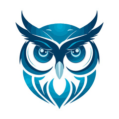 Modern abstract vector illustration of owl with blue undertone.