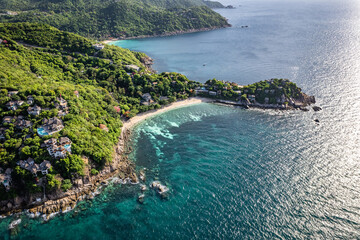 Aerial view of Shark Bay in koh Tao, Thailand