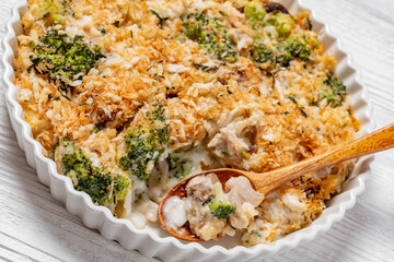 tasty Chicken Broccoli mushroom Casserole on dish