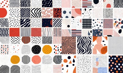  a pattern of different shapes and sizes on a white background.  generative ai