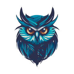 Modern abstract vector illustration of owl with blue undertone.