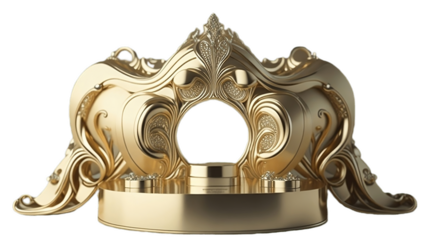 Podium Glory and Elegance: Majestic Royal Crown on White Background golden, luxury, princess, nobility, royalty, background, shiny, monarchy, rich, symbol, 3d, monarch, jewelry, coronation