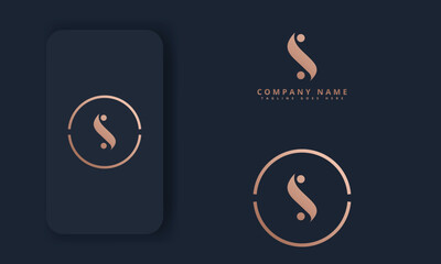 Luxury Vector Logotype With Business Card Template. Premium Letter S Logo With Golden Design. Elegant Corporate Identity.