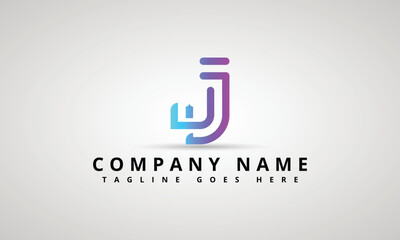 Elegant Minimal Vector J Logo In Two Colour Variations. Premium Logotype Design For Modern Company Branding. Simple And Stylish Identity Design In Blue And Mauve.