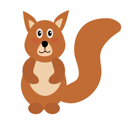 Cute squirrel. Cartoon forest animal character. Concept for children design. Vector flat illustration.