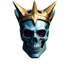 Blue skull with golden crown, transparent background