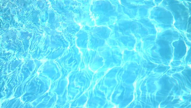 Beautiful blue water with rippled waves, calm natural crystal clean water, effect scene with sparkles water, slow motion, close up, full frame, hd. ProRes 422 HQ.