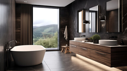 Fototapeta premium Modern bathroom, generative AI
