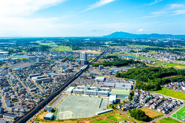 みどりの駅周辺のつくば市内の街並み（茨城県）