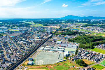 みどりの駅周辺のつくば市内の街並み（茨城県）