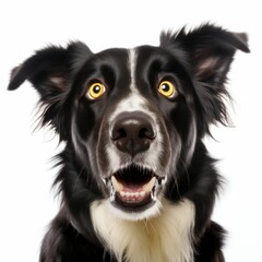 Fototapeta premium AI generated illustration of a Border Collie dog perched atop a white background