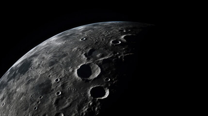 Moon's Surface Against a Dark Earth Background