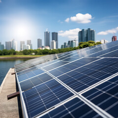 Obraz premium Solar electric light board and urban architectural landscape