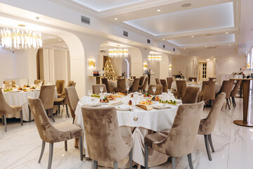 Festive banquet in a beautiful restaurant hall