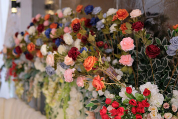 Flower decoration for the wedding ceremony.