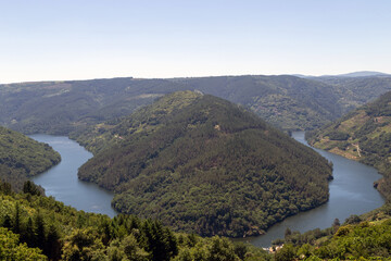 This meander of the river Miño in the Ribeira Sacra is called O Cabo do Mundo. Galicia, Spain.