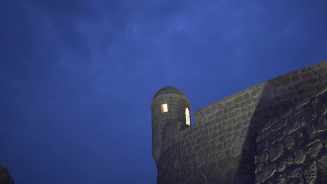 Illuminated tower of Qal'at al-Bahrain, Bahrain's famous fort