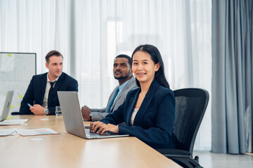 Businesswoman professional working with computer on their desks in the office.
