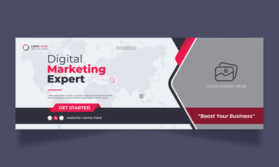Digital marketing agency business promotion social media facebook cover and web banner template