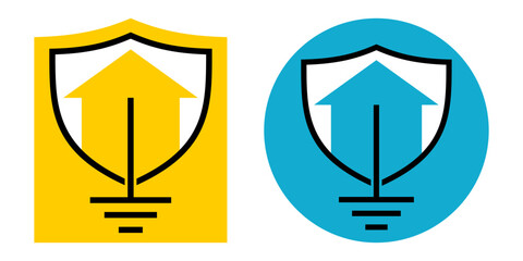 Electrical grounding sign - house , shield and rod