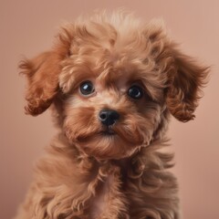 Puppy red poodle toy. Cute dog. Generative AI Technology