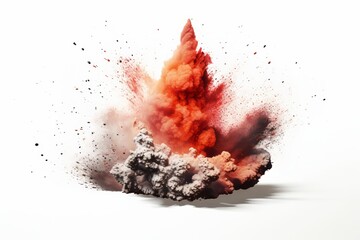 Volcanic Mountain In Eruption, transparent background. Generative AI Technology