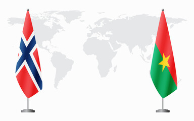 Norway and Burkina Faso flags for official meeting - obrazy, fototapety, plakaty
