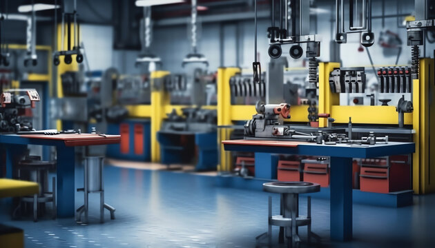 Generative AI : Factory workshop interior and machines