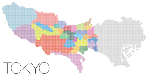東京都ドット地図 多摩地区 多摩エリア 30市町村 TOKIO map