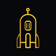 gold rocket, icon, template, vector, flat, logo, trendy, collection