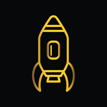 gold rocket, icon, template, vector, flat, logo, trendy, collection